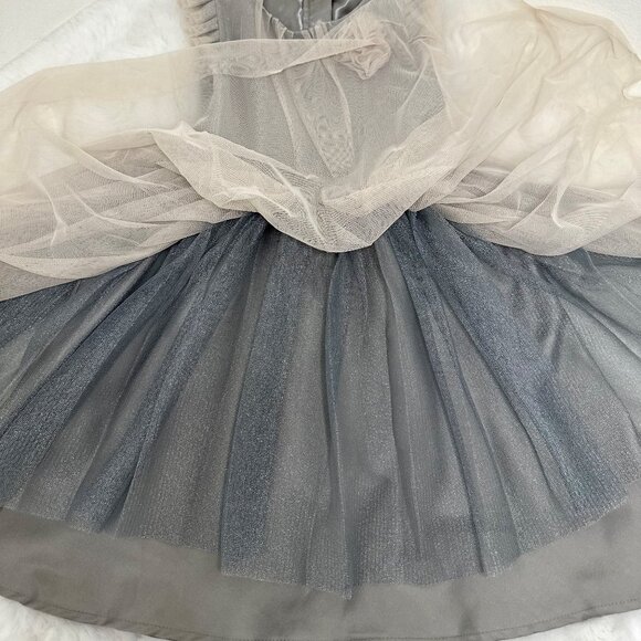 H&M Girls Gray Tulle Party Dress with Floral Accent - Picture 6 of 11